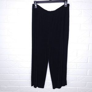 Chico's Travelers Black Liquid Knit Jersey Crop Wide Leg Pull On Pants Elastic 0